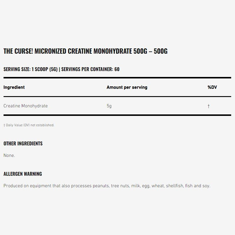 Bột JNX Sports The Curse Creatine Micronized (300g, 500g) | Hỗ Trợ Sức Bền và Sức Mạnh Cơ Bắp | Nhập Khẩu Mỹ