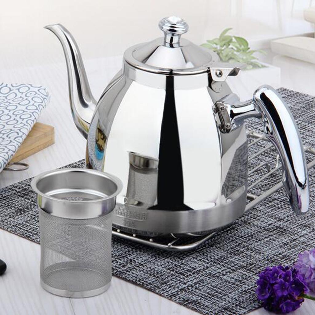 Outdoor Camping Stainless Steel 1.5L TeaKettle Kitchen Mini Tea Pot + Infuser
