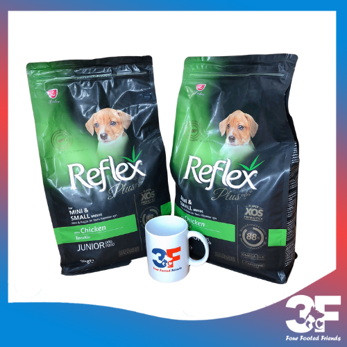 Thức ăn hạt chó Reflex Plus Mini &amp;amp; Breeds Vị Gà Cho Chó Con Bao 3KG - Bao Bì Chính Hãng