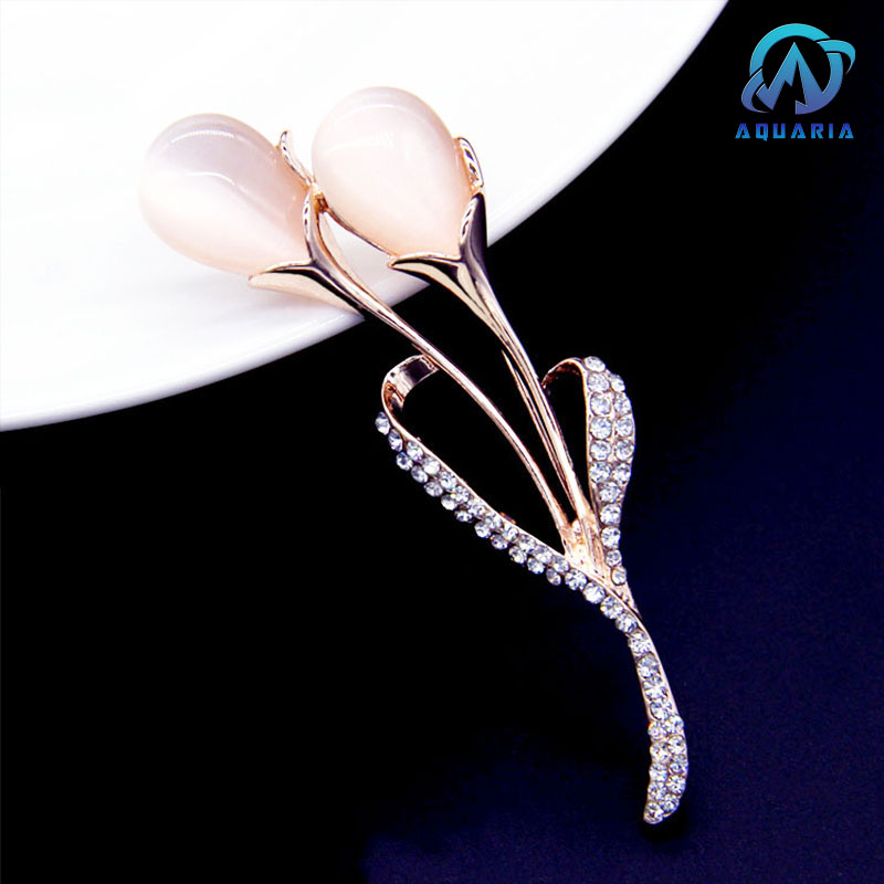 Trâm Cài Áo Nữ Quà Tặng Hoa Tulip Đính Đá Trang Nhã Sang Trọng