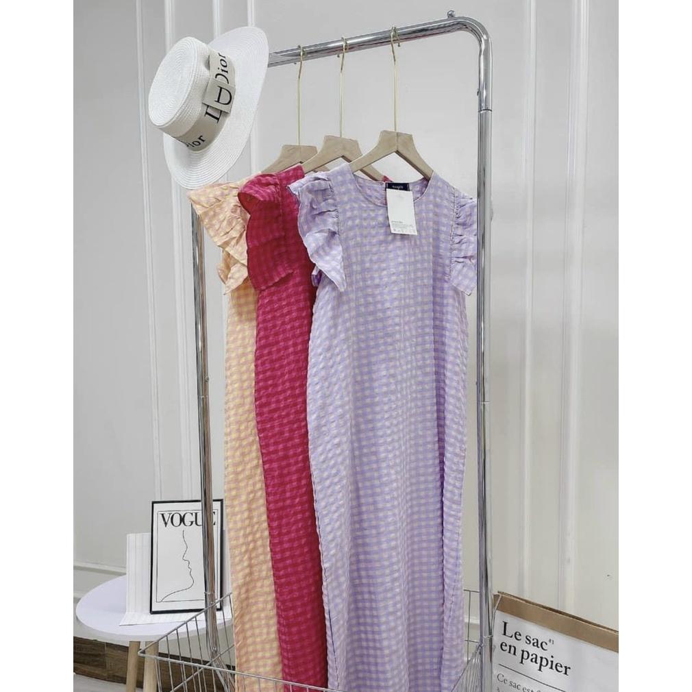 Váy bầu kẻ tay bồng thời trang thiết kế xinh xắn M560 mặc đi chơi dự tiệc Mom and Baby