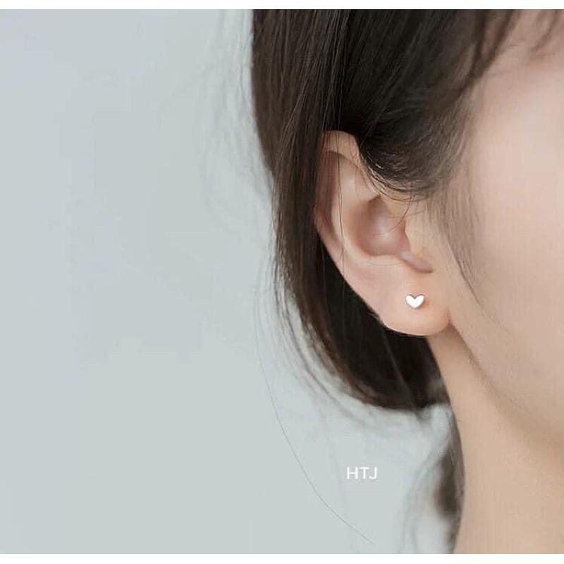 Bông tai, nụ tim nhỏ xinh bạc ta, khuyên tai bạc bibi silver -