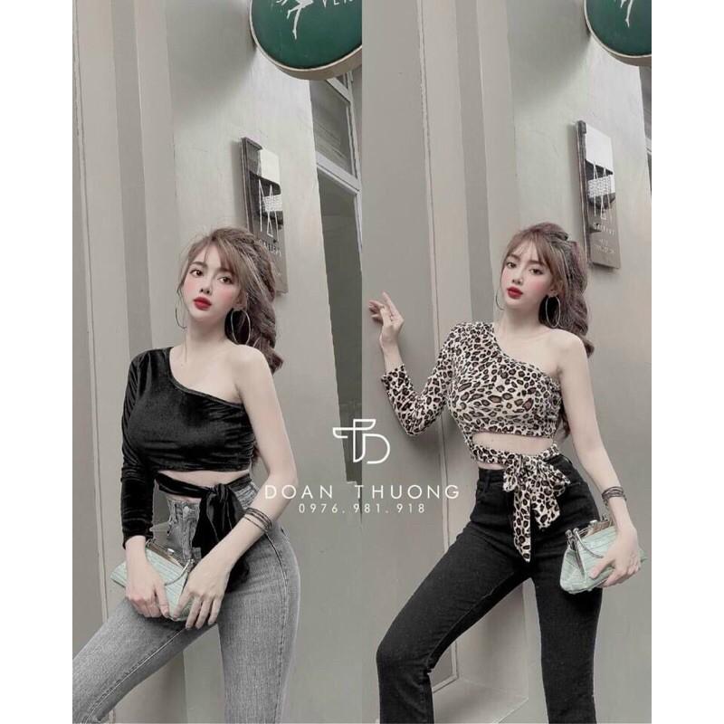 Áo lệch vai cột eo