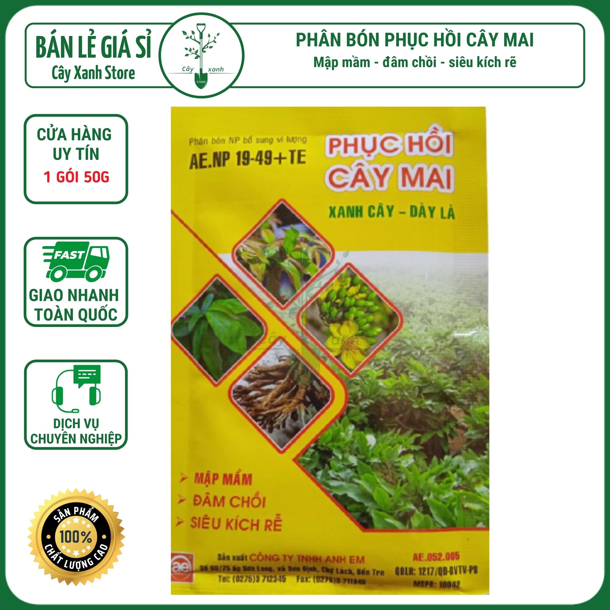 Phân Bón Phục Hồi Hoa Mai Phục Hồi Cây Mai 50gr Xanh Cây Dày Lá