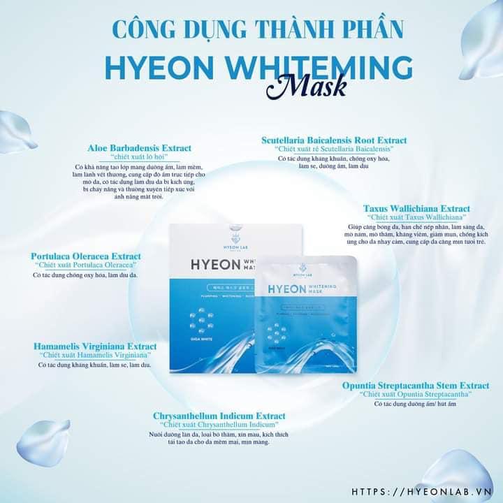 HYEON WHITENING MASK| Mặt nạ thủy tinh Hyeon Lab|Dưỡng da, cung cấp dưỡng chất giúp da căng, sáng mịn ,Cấp ẩm cho làn da