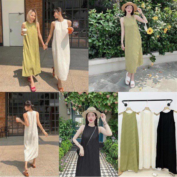 ĐẦM MAXI SUÔNG VẢI RỢN SÓNG 13326
