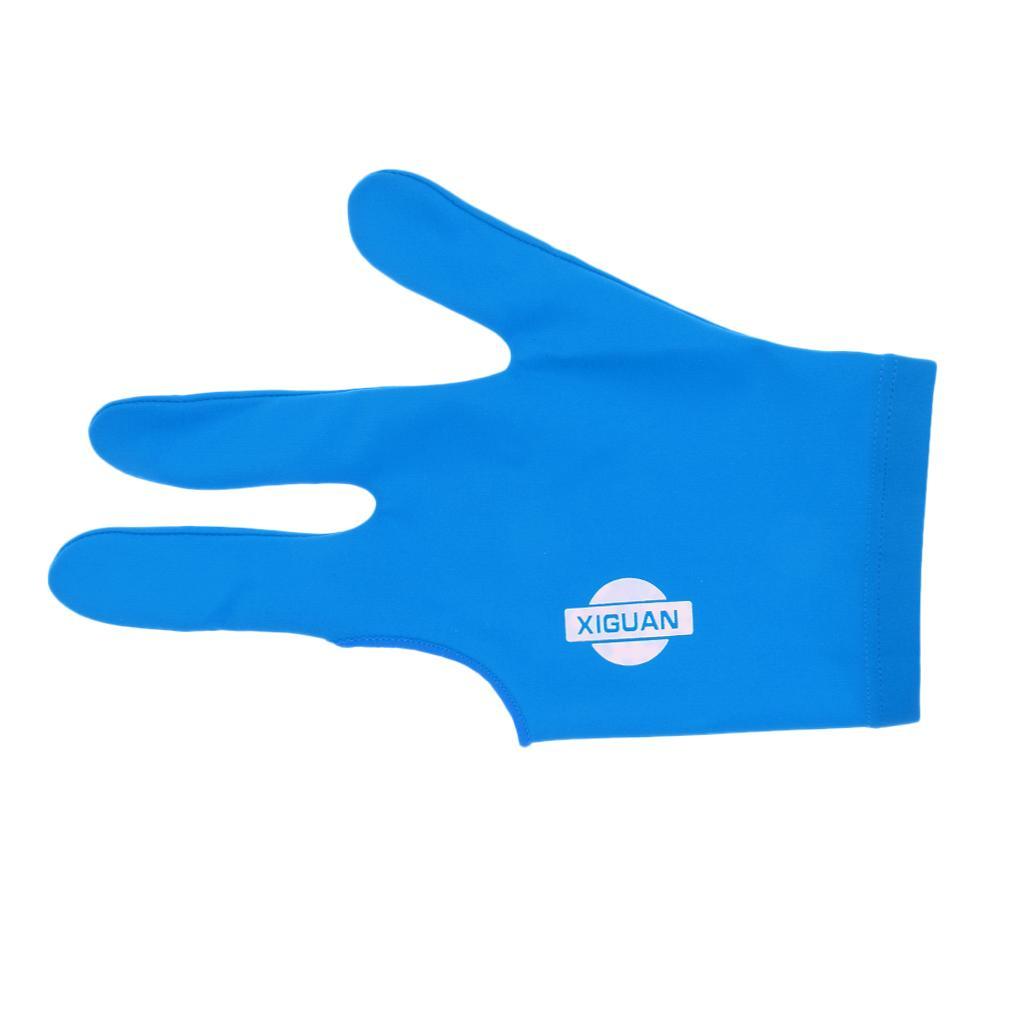 10xSpandex Snooker Billiard Pool Cue Glove Left Hand 3 Finger Accessory Blue