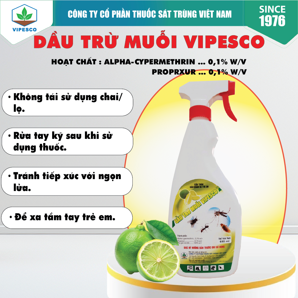 DẦU TRỪ MUỖI CÓ VÒI HƯƠNG CHANH (650ml)