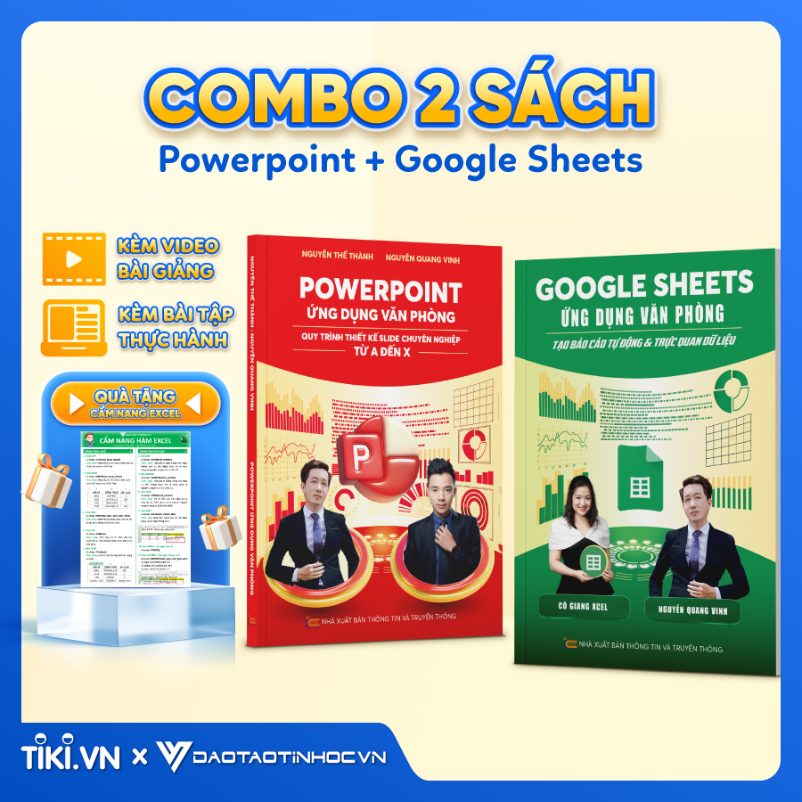 Combo 2 Sách PowerPoint Và Google Sheets Ứng Dụng Văn Phòng Kèm Khoá Học Online