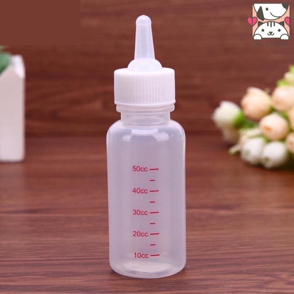 Bình sữa chó mèo nhỏ loại đẹp cho chó mèo chai 60ml vạch đỏ