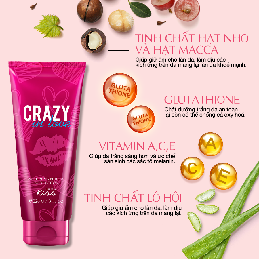 Malissa Kiss Dưỡng thể nước hoa Crazy In Love 226g