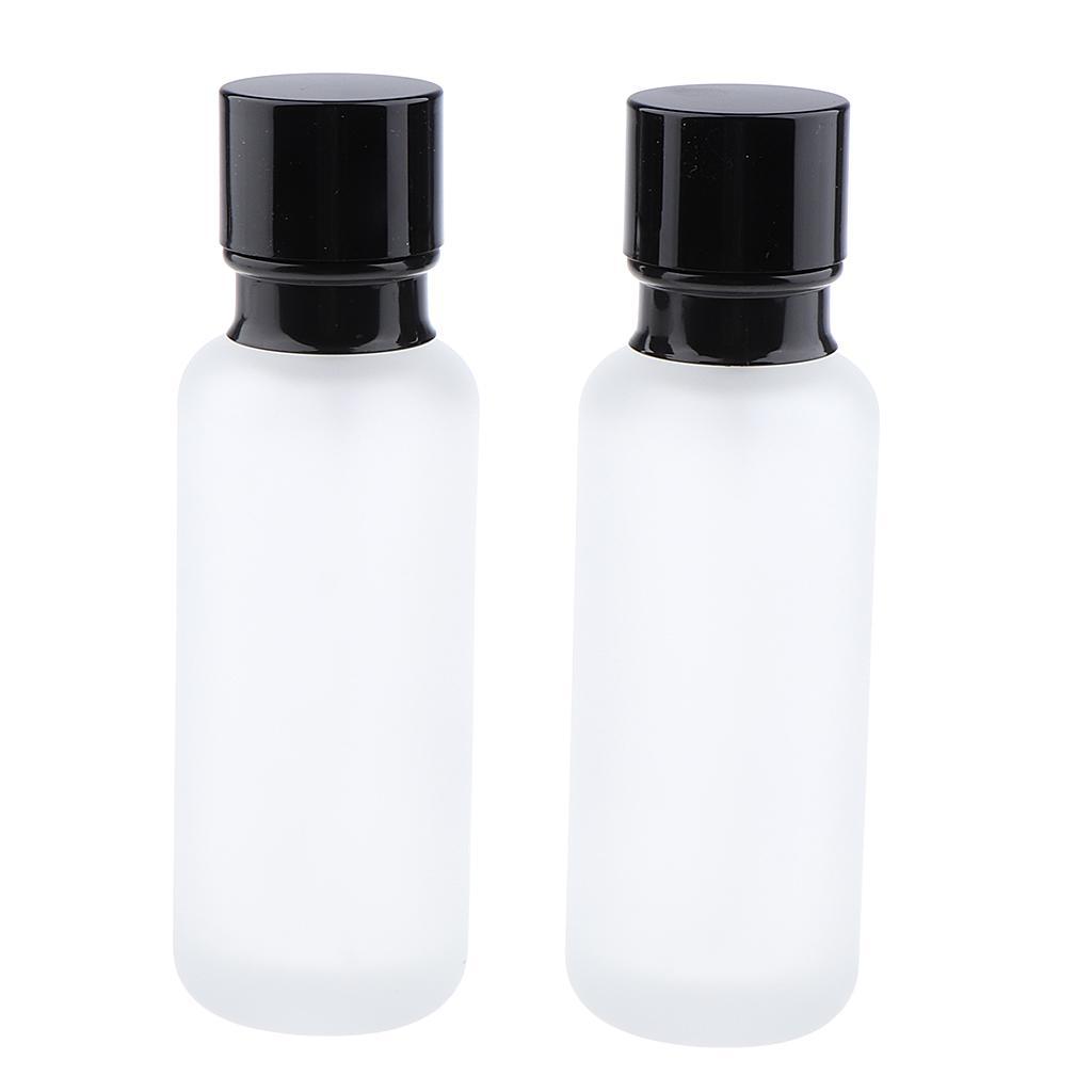 2x Empty Glass Makeup Container Lotion Cream Jar Pump Bottle Case for Travel