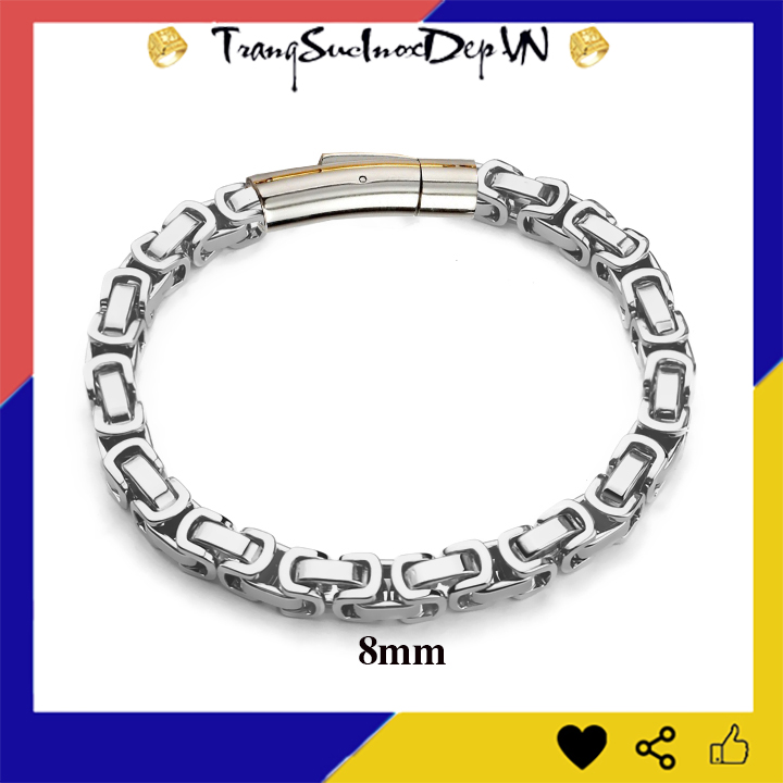 Lắc tay nam inox zizac 8mm khóa gài vip sáng đẹp, không đen, thể hiện đẳng cấp phái mạnh