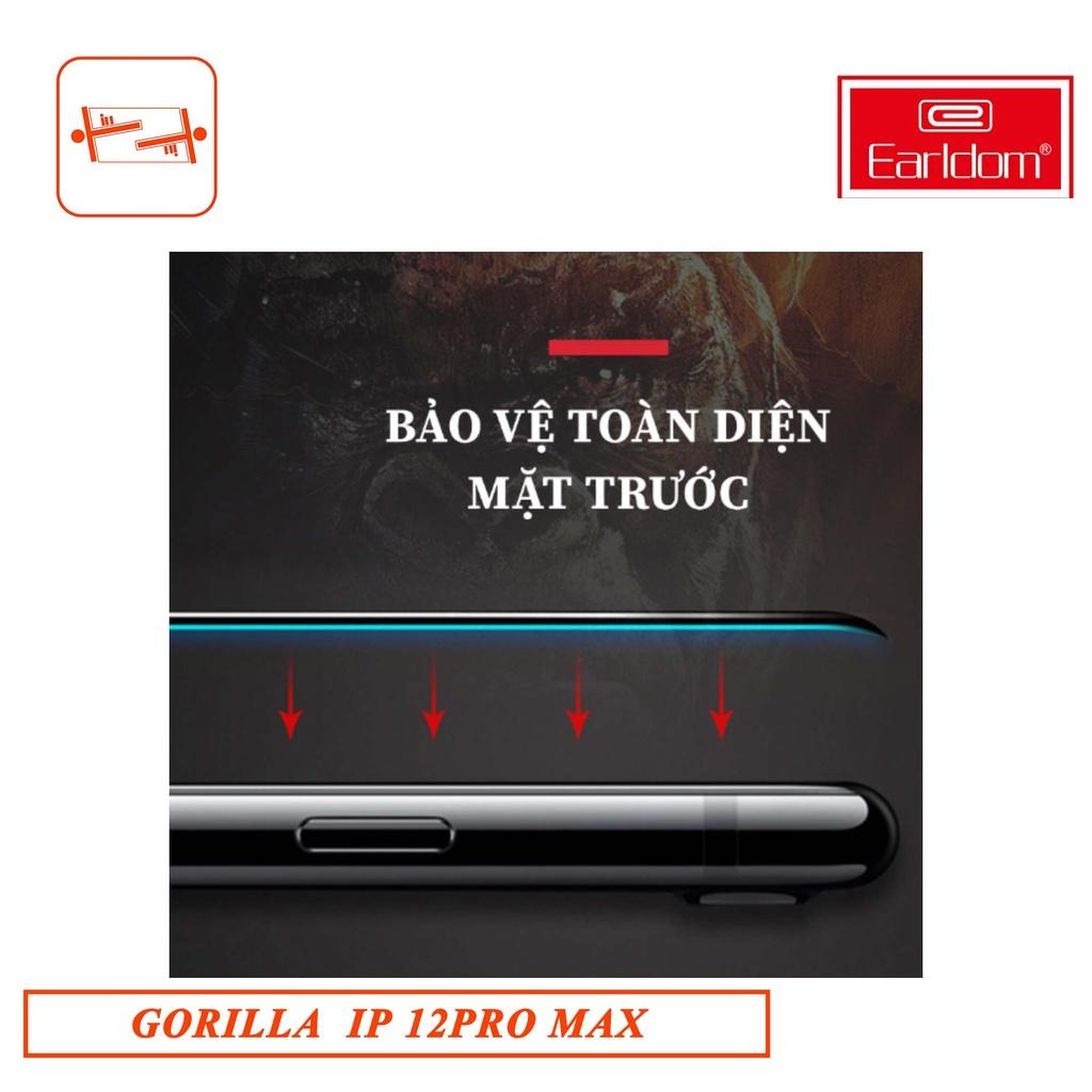 KÍNH CƯỜNG DÀNH CHO LỰC IPHONE 12 PROMAX (Đen) GORILLA EARLDOM ||3D