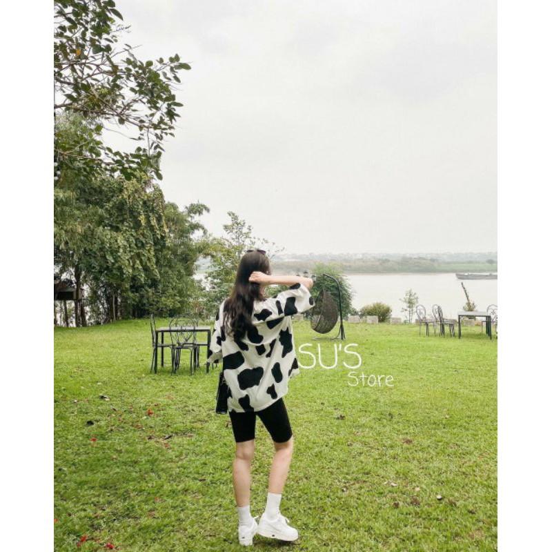 Áo thun loang bò sữa - Áo phông rộng Unisex HS