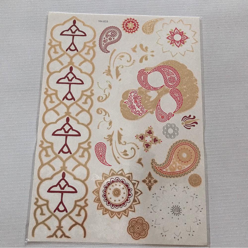 Hình xăm dán ánh kim tattoo gold cao cấp 15x21cm