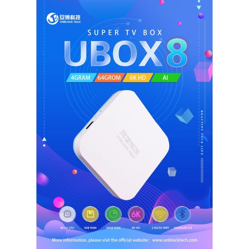 UBOX GEN 8 4G+64G Xem Phim, Kênh Truyền Hình Quốc Tế Nhật, Hàn, Trung, Đài Loan Miễn Phí