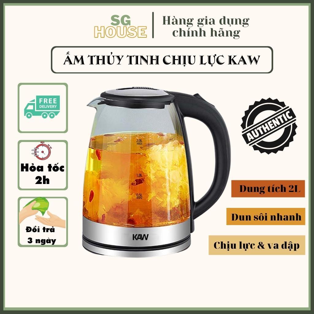 Ấm nước siêu tốc thuỷ tinh thương hiệu KAW, RAPIDO Ấm đun nước siêu tốc, Chất liệu thủy tinh chịu nhiệt cao cấp