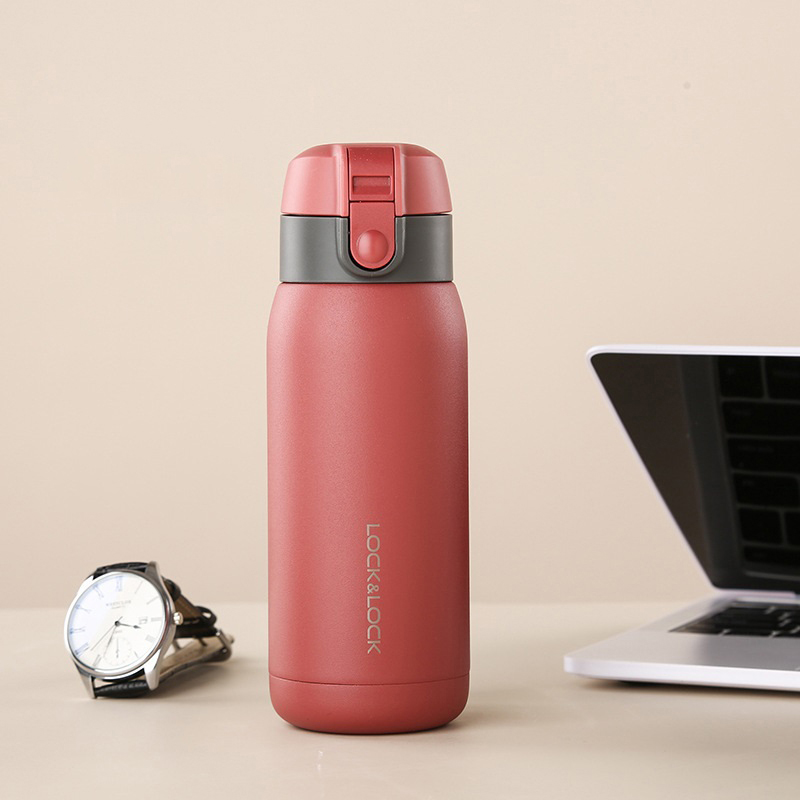 Bình Giữ Nhiệt Lock&Lock Chubby Tumbler LHC3233 370ml - Hàng Chính Hãng, Có Dây Treo, Chất Liệu Thép Không Gỉ, Mở Nắp Bằng 1 Tay