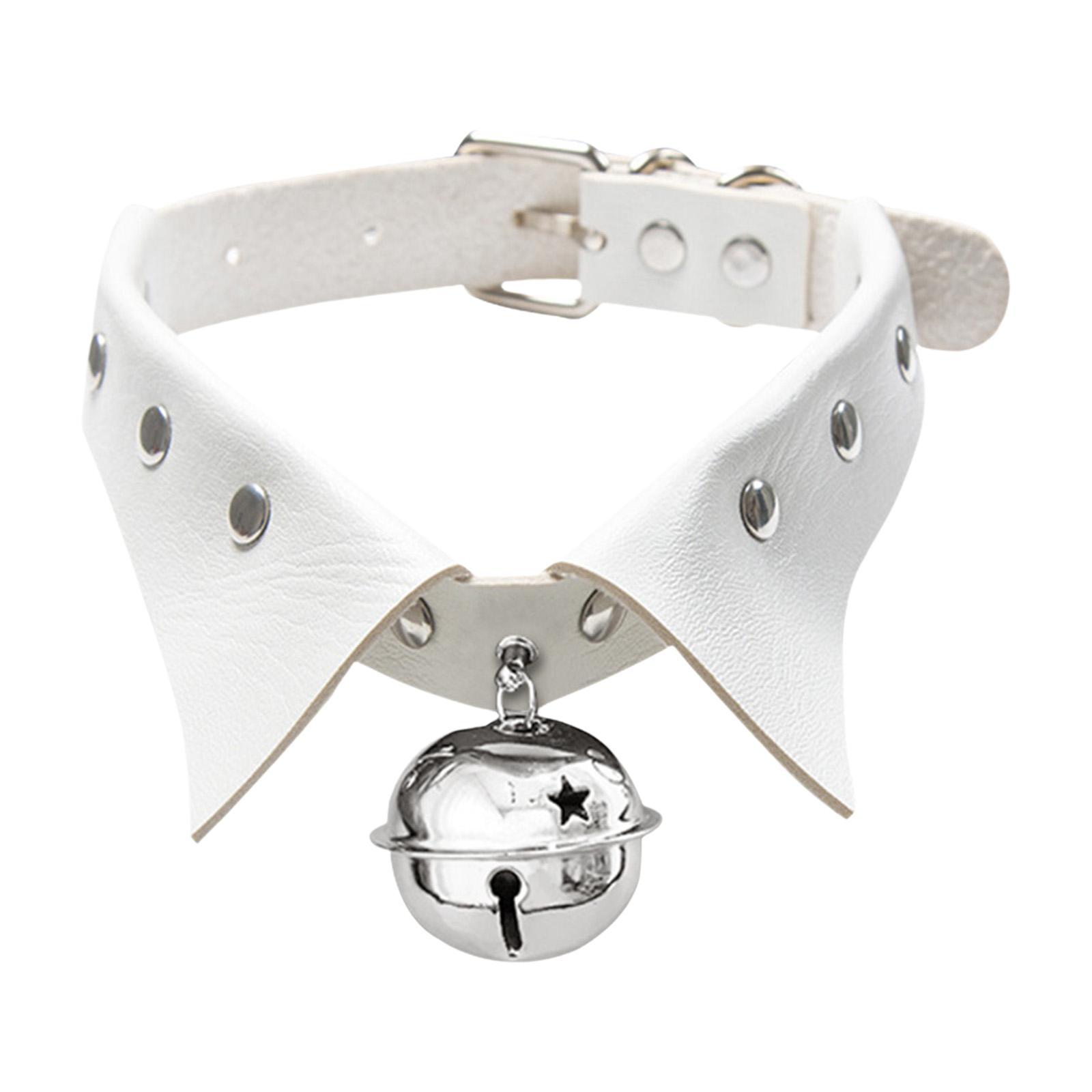 Rock Style Choker Collar Necklace Fashion PU Leather for Girls Cosplayer White