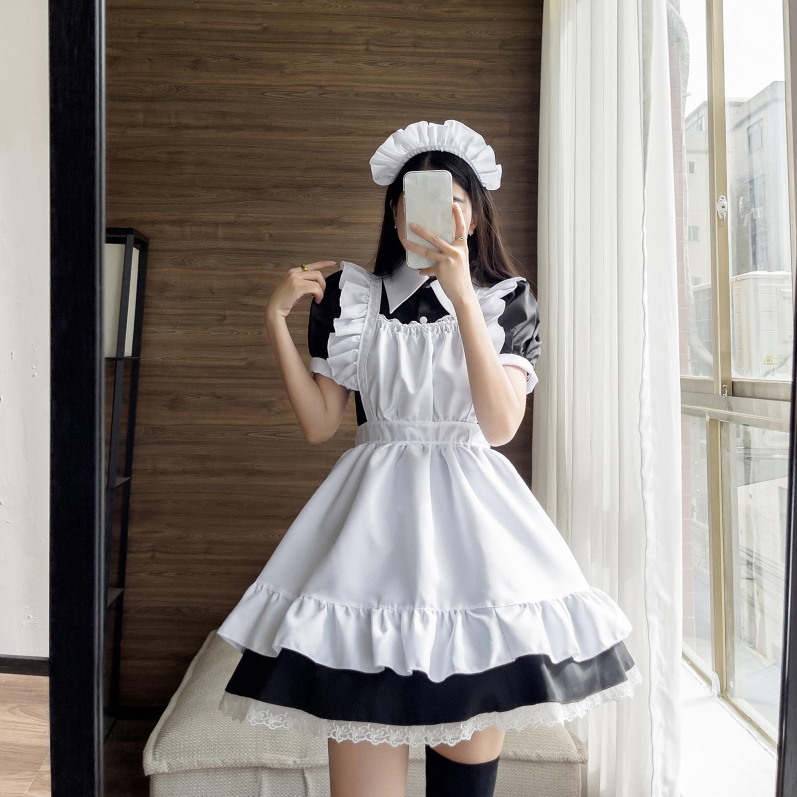 Classic Maid Costume for Halloween Fancy Dress Japanese Anime Outfit Party