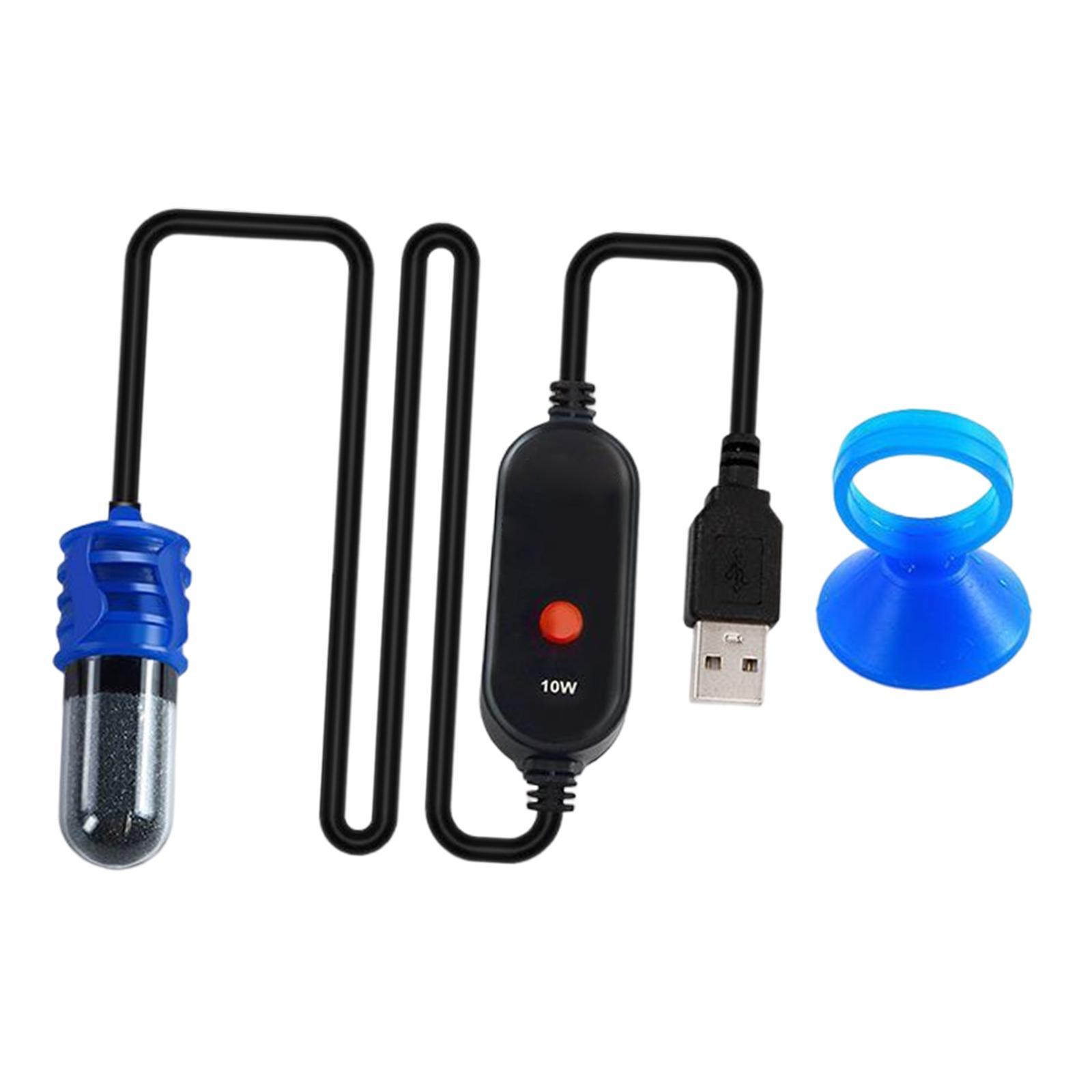 Mini Aquarium Heater Adjustable USB Heating Rod Submersible Thermostat