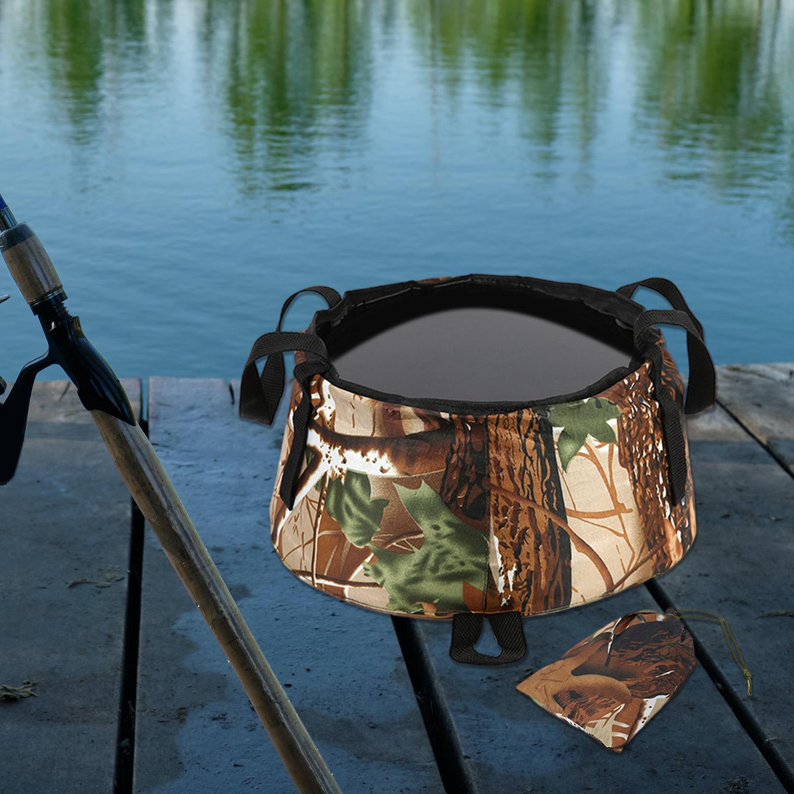 Collapsible Bucket Foldable for Camping with Bag Wash Basin Camouflage