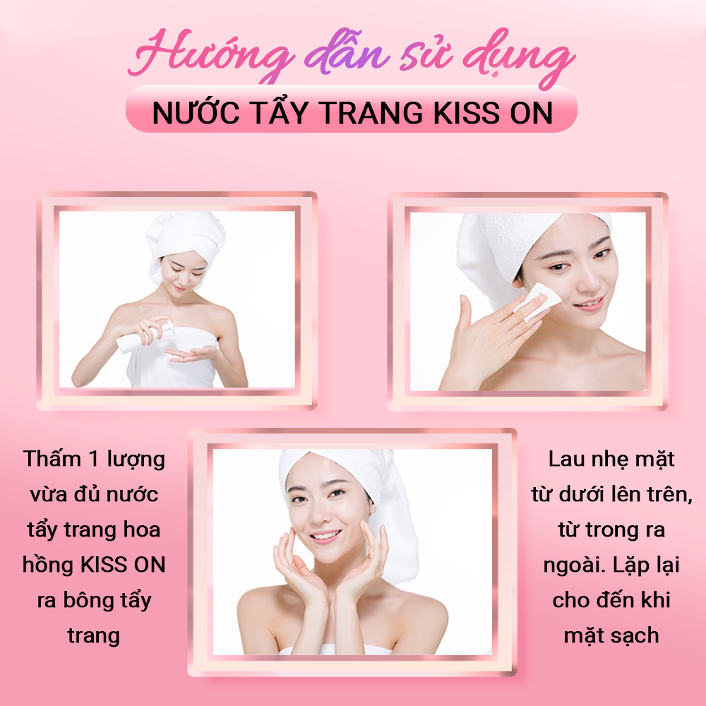 Nước tẩy trang hoa hồng KISS ON làm sạch sâu, cân bằng độ ẩm, thu nhỏ lỗ chân lông , nuôi dưỡng làn da mịn màng, sáng khỏe Kisson 145ml JN-KI-NTT01