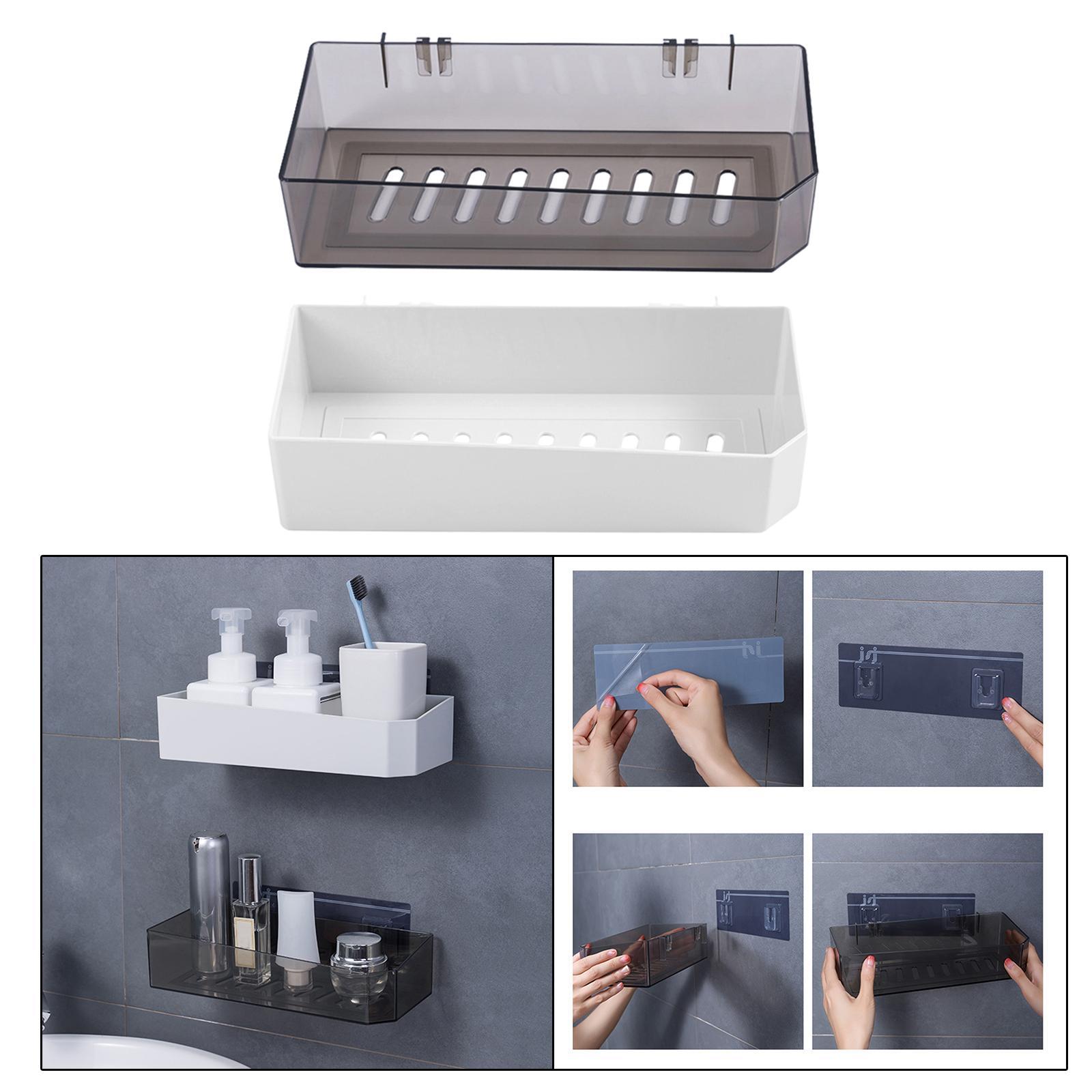 2Pcs Bathroom Shower Shelf Wall Mounted No Drilling Rustproof Bathroom Home