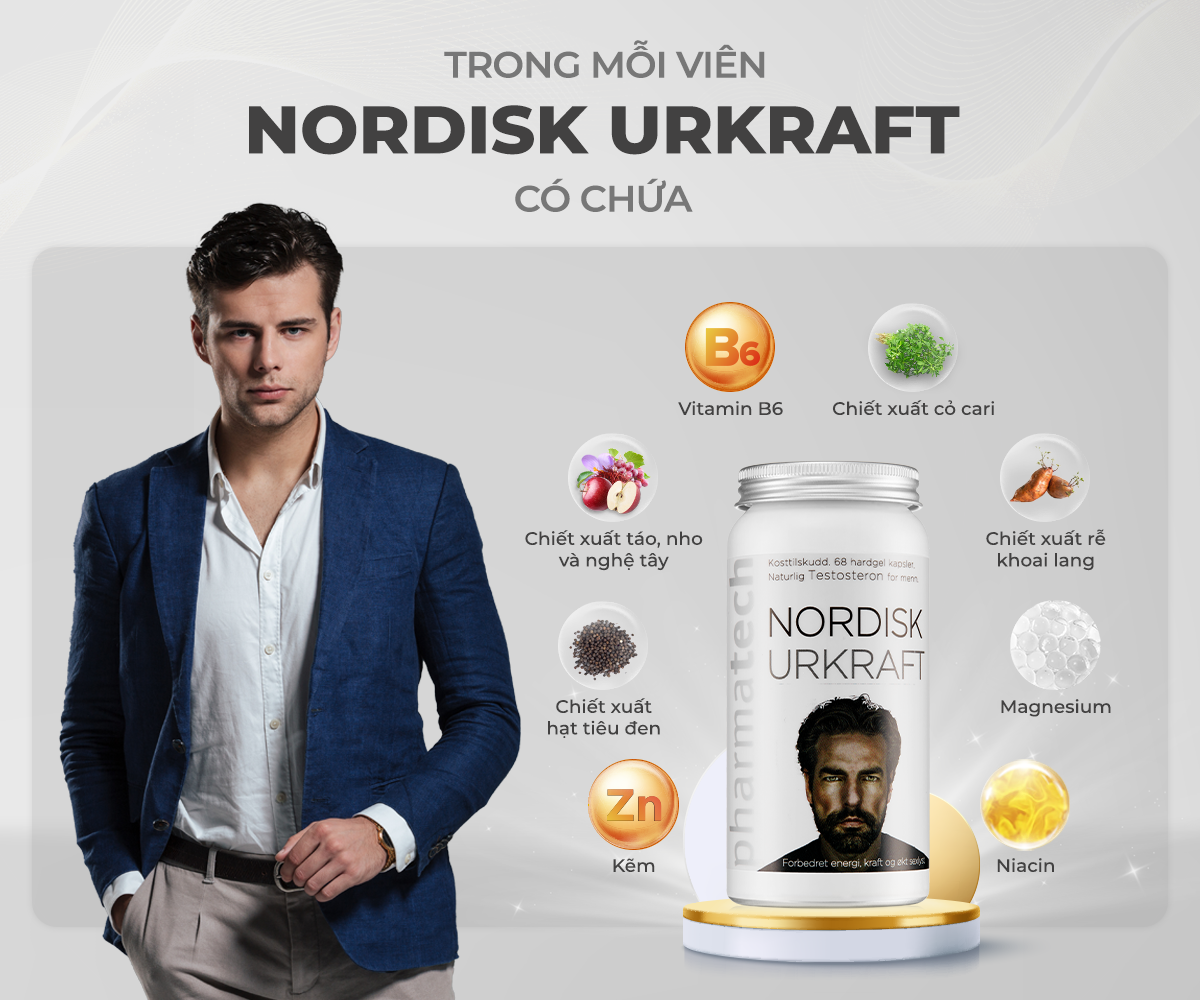 Combo 2 hộp thực phẩm bổ sung sức khỏe dành cho nam NORDISK URKRAFT 68 viên