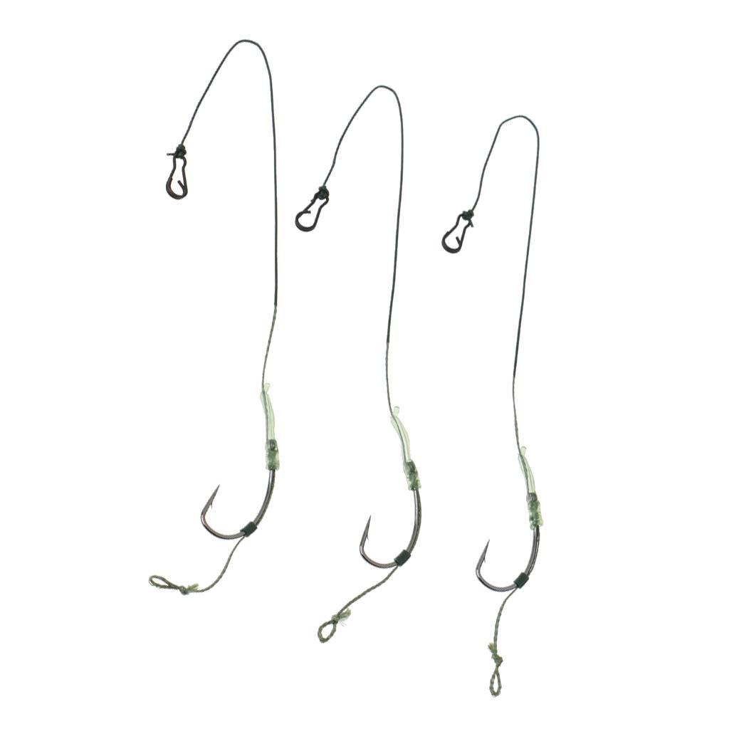 3x Carp Fishing Hair Rigs Braided Thread Carbon Steel Fishhook 6# 8# 10# 12#