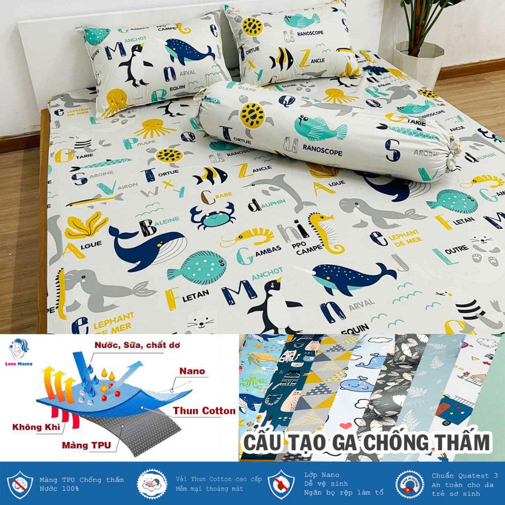 Ga chống thấm Cotton bảng chữ cái ABC tiếng anh động vật biển cho bé ham học hỏi