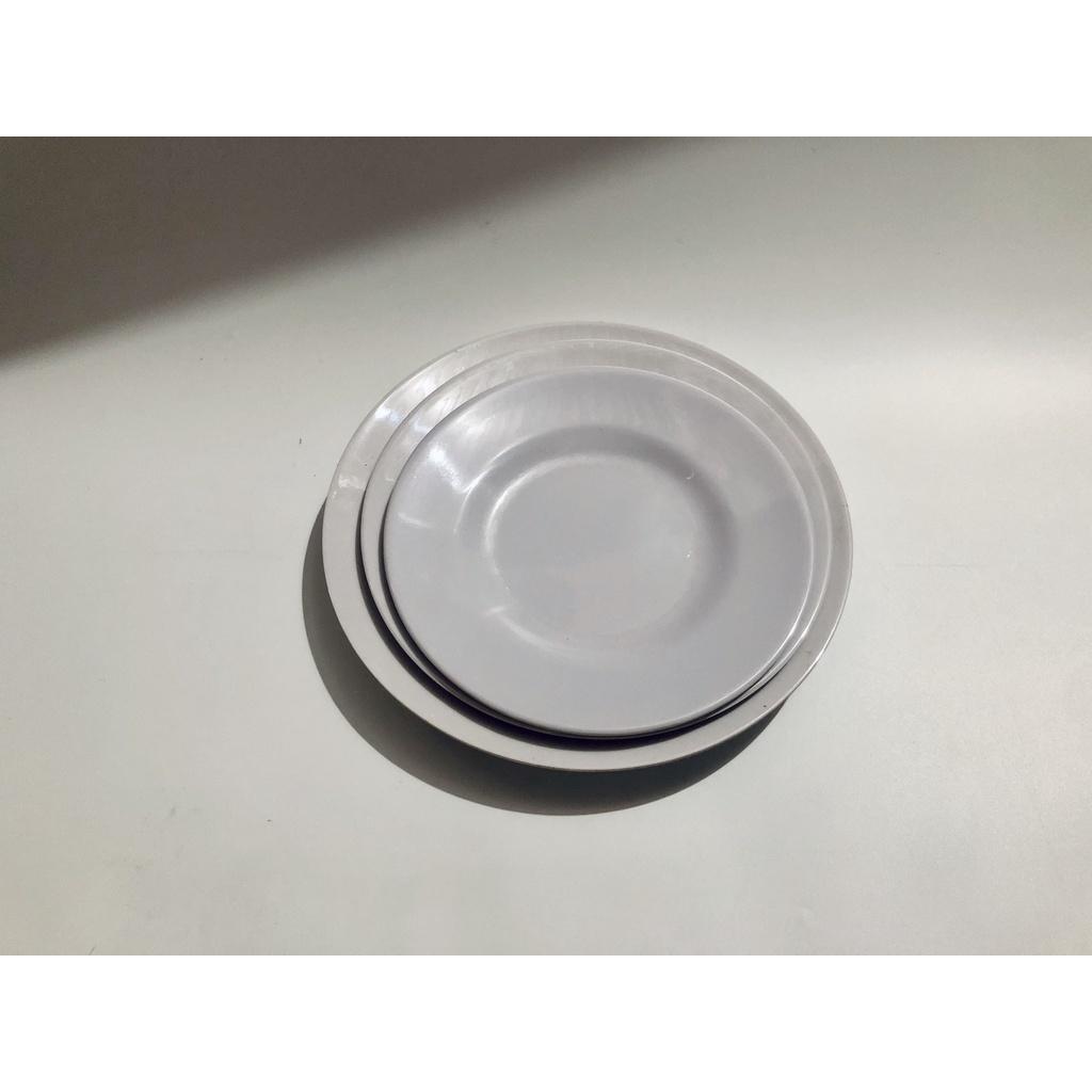 Bộ 10 Dĩa Nhựa Trắng Mika Tròn Cạn Mellamine, Nhựa Phíp số 6-7-8-9 hàng đẹp