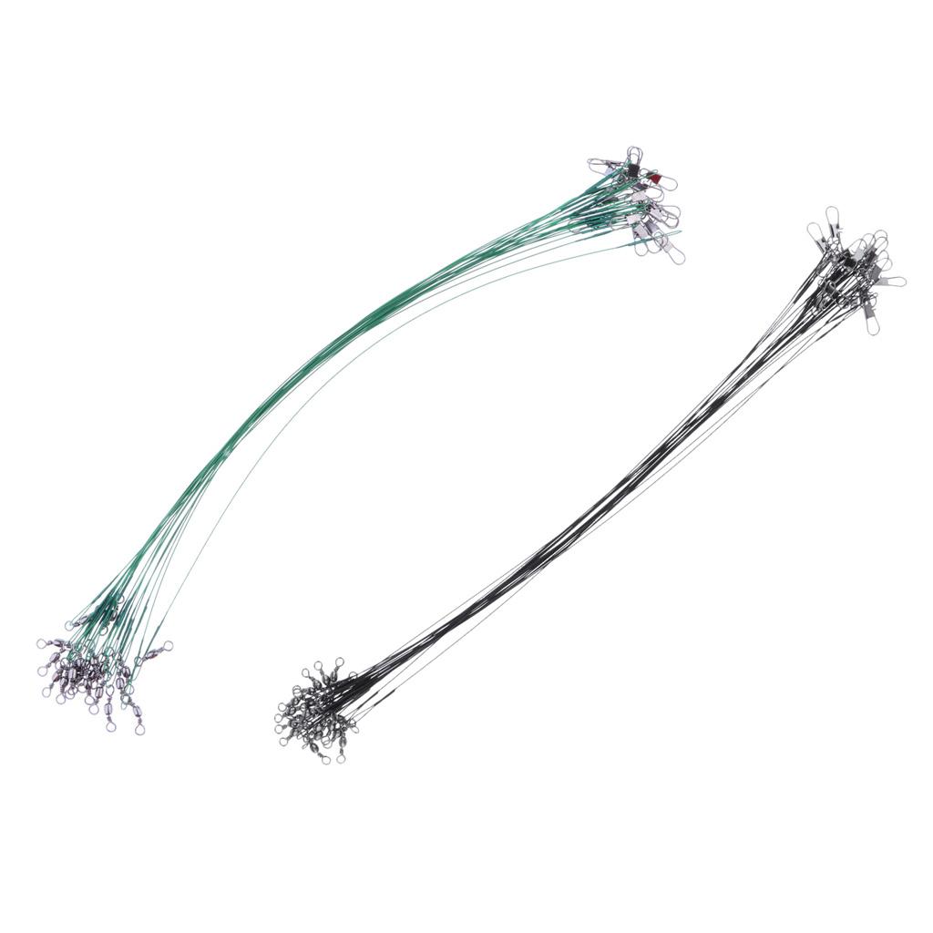 20Pcs/lot Tooth Proof Fishing Wire Leader with Swivels & Snaps