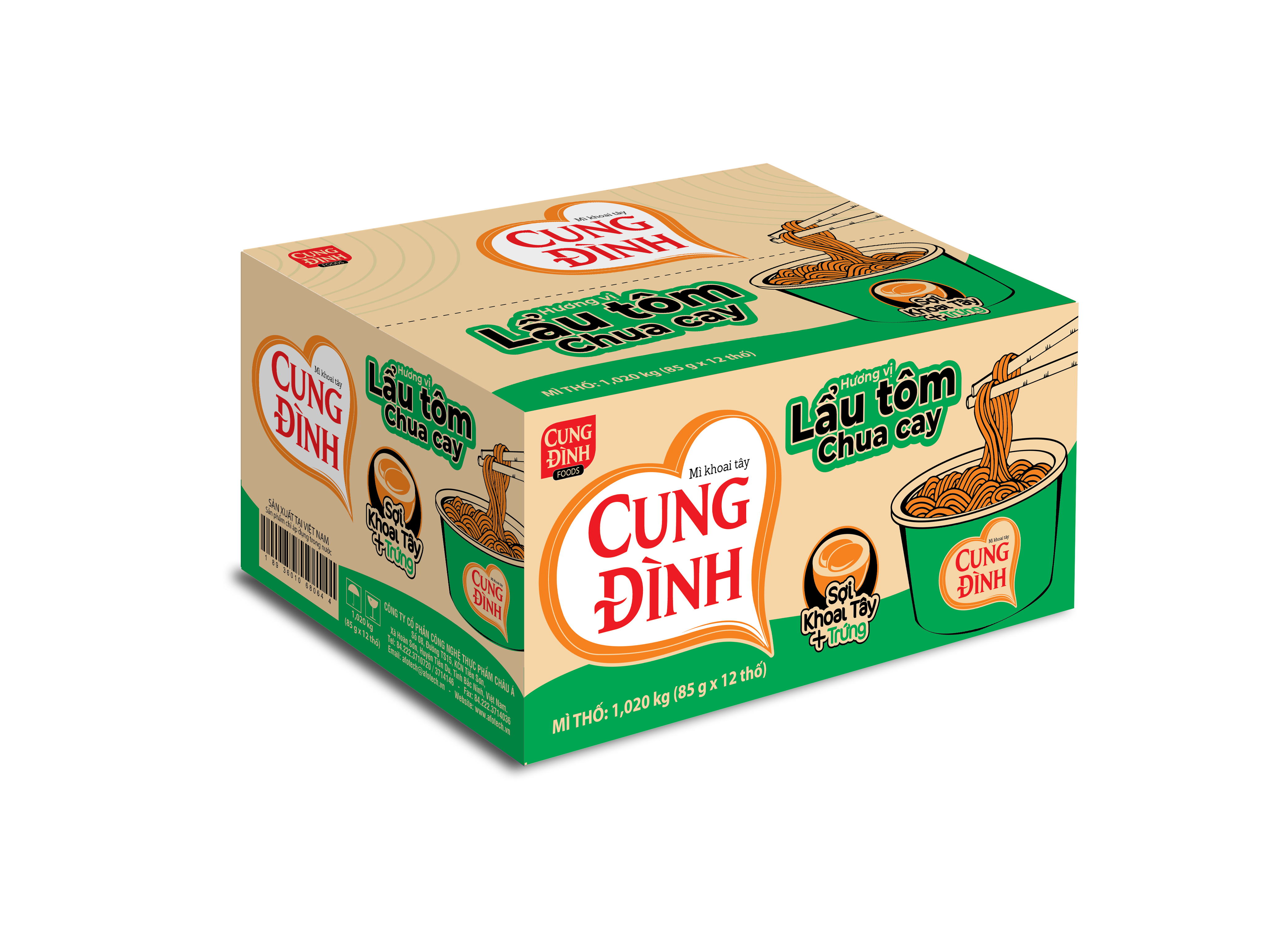 Thùng 12 Tô Mì Khoai Tây Cung Đình Hương Vị Lẩu Tôm Chua Cay