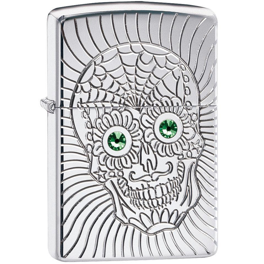 Bật Lửa Zippo 49172 – Zippo Armor Sugar Skull Design High Polish Chrome