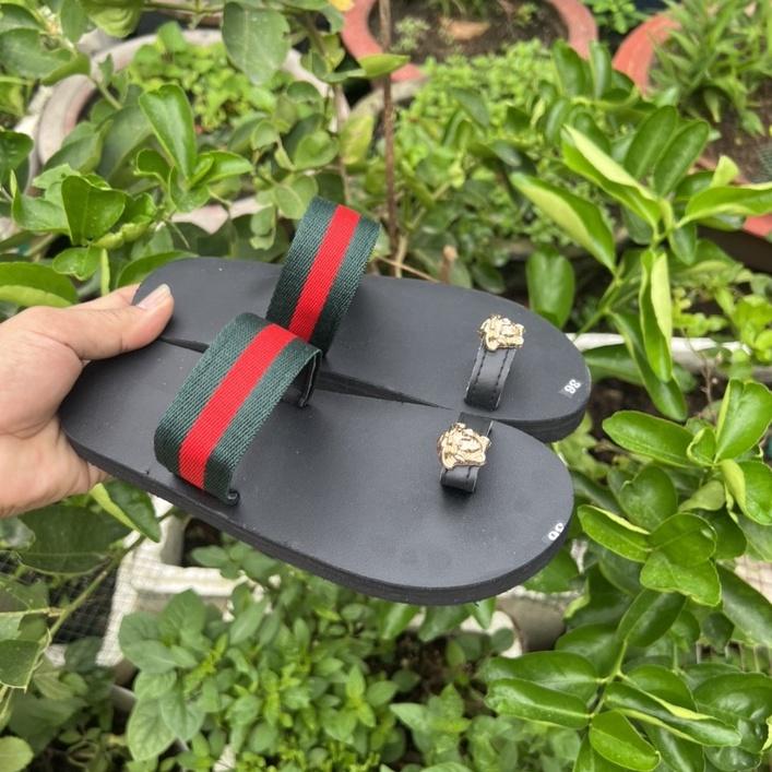 Dép xỏ ngón nữ đế đen quai dù ( sandal đồng nai )