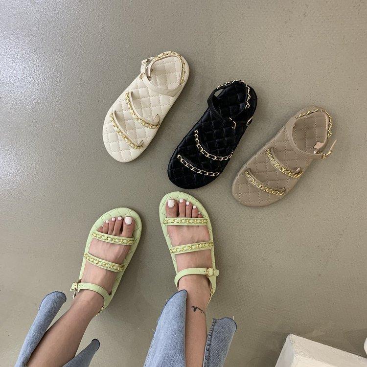 Summer Fashion Round Head Double Belt Versatile Sandals for Women