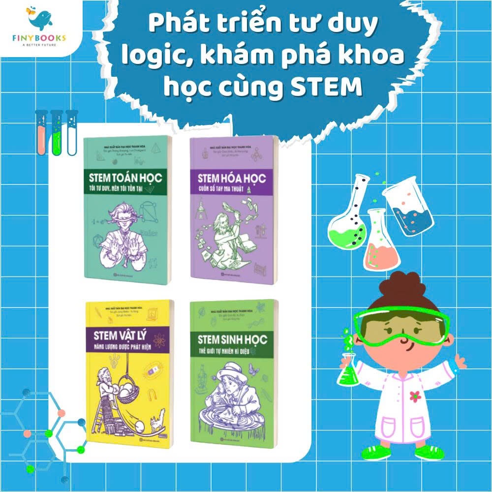 Sách - Combo STEM Toán học - Hóa học - Sinh học - Vật lý dành cho học sinh - Sách khám phá khoa học cho học sinh