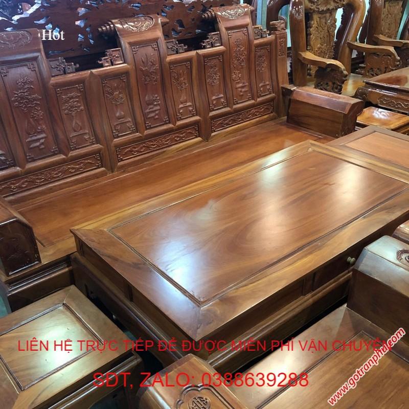 Bộ bàn ghế salon gỗ gụ Lào kiểu Á Âu