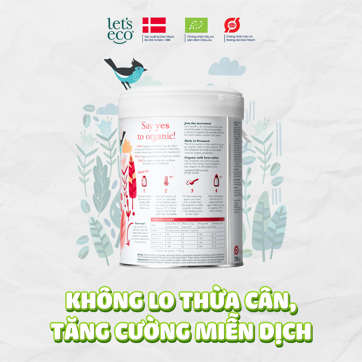 Sữa Bột Hữu Cơ Let's Eco Số 1 Cho Bé 700g 