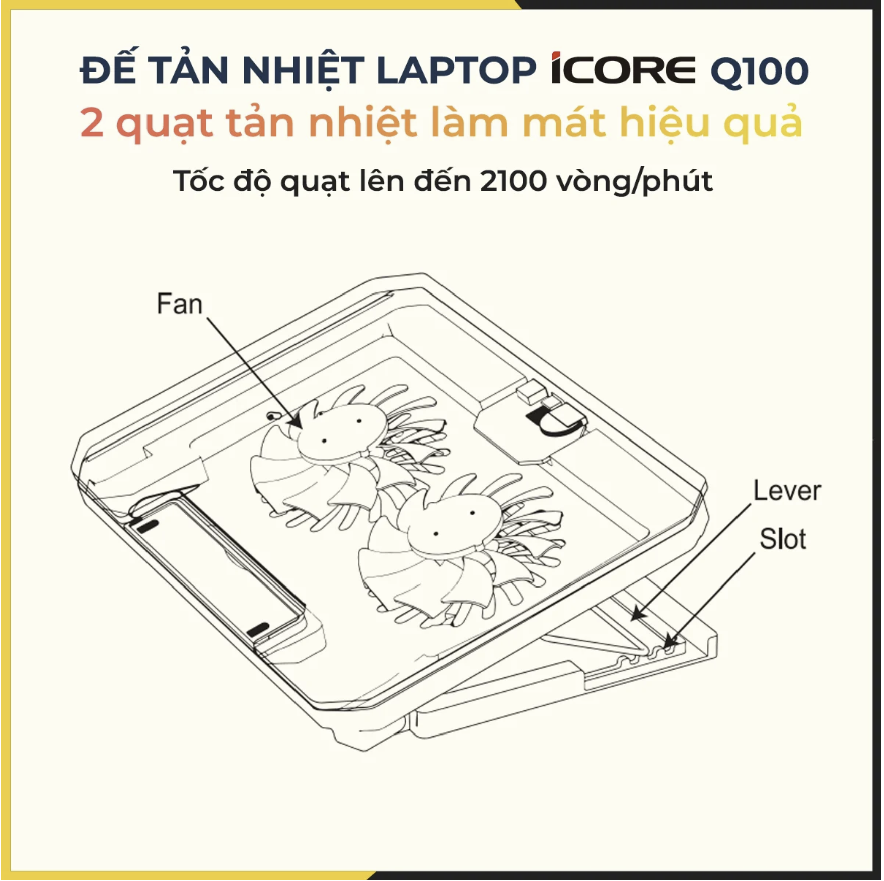 Đế tản nhiệt laptop iCore Q100 - Hàng Chính Hãng