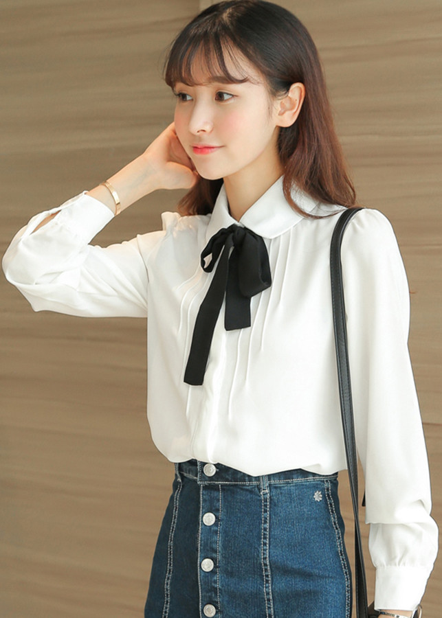 Sơ mi nữ kèm dây nơ sm117