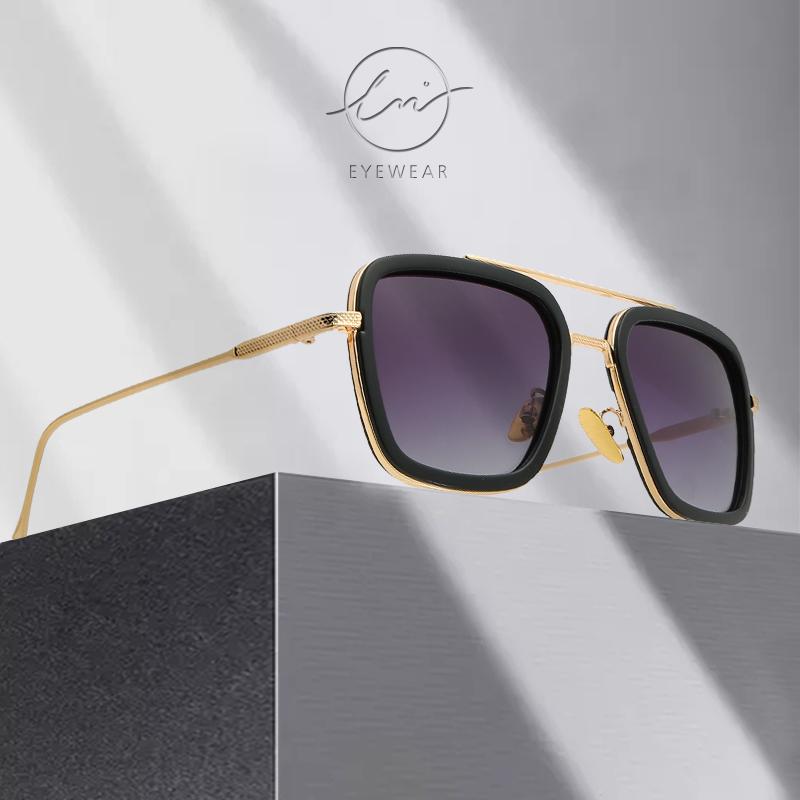 LM 2021 Phong Cách Khoa Học Viễn Tưởng Tony Stark Kính Mát Nam Nữ Vuông Phân Cực Polarized Kính Chống Nắng Vintage Gradient Lens UV400 Gafas De Sol