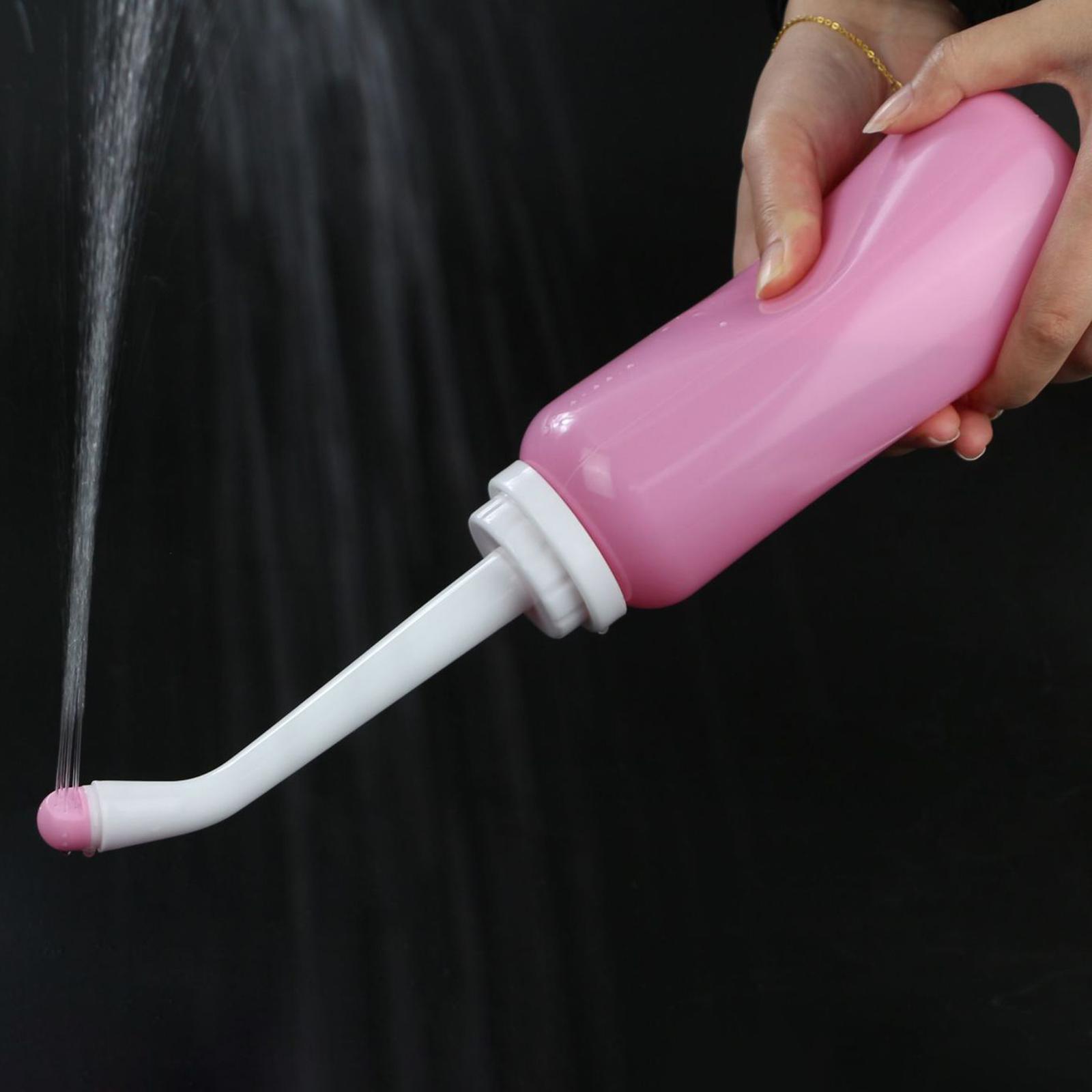 Vaginal Douche Cleaner 500ml with Dual Nozzles Bidet Sprayer Translucent TPE