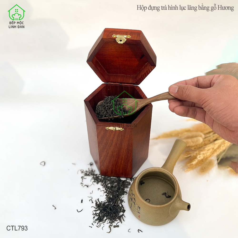 Hộp Đựng Chè Bằng Gỗ Hương HAHANCO Chạm Khắc Nổi Chữ Phúc