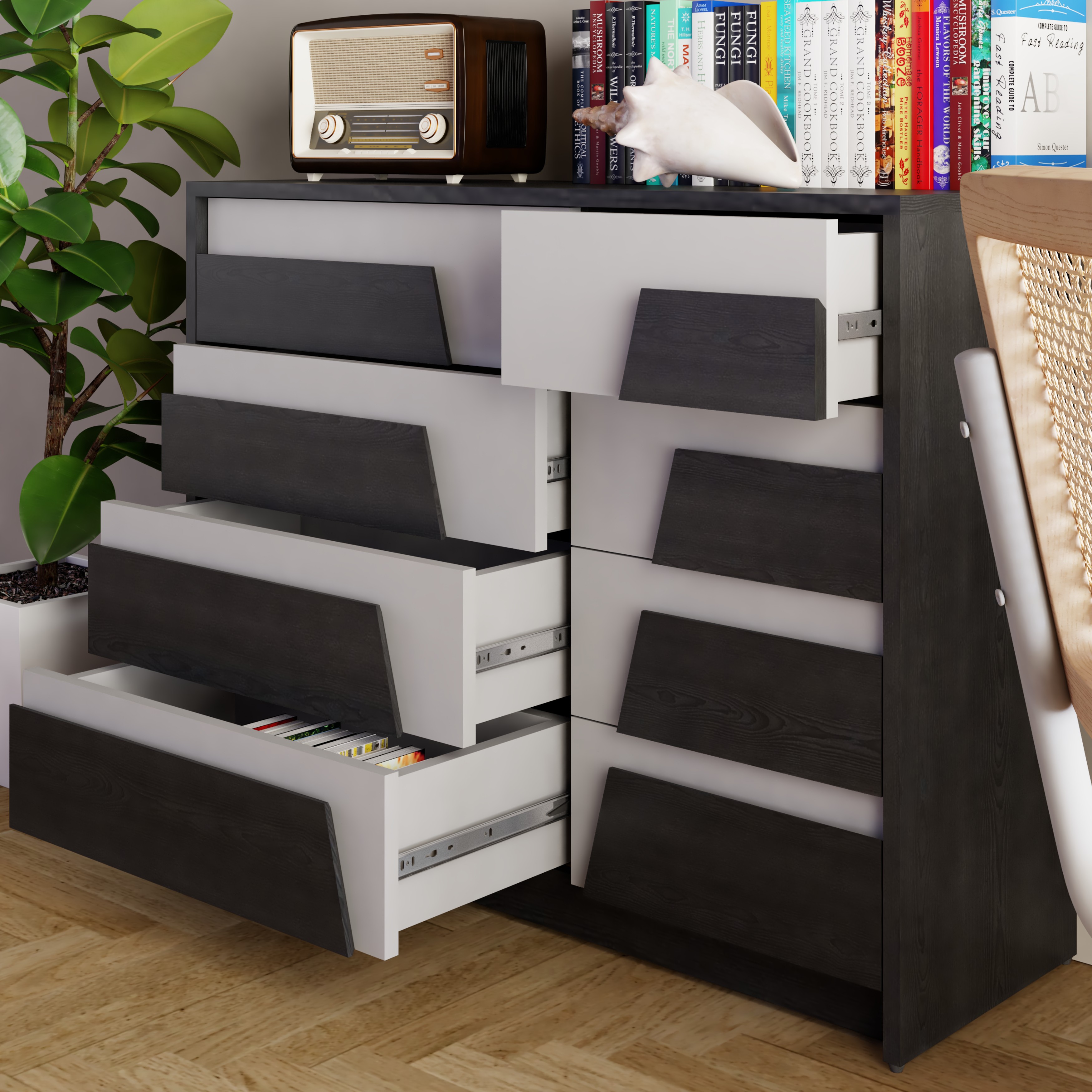 [Happy Home Furniture] PONIX, Tủ lưu trữ 8 ngăn kéo, 96cm x 32cm x 74cm ( DxRxC), THK_113