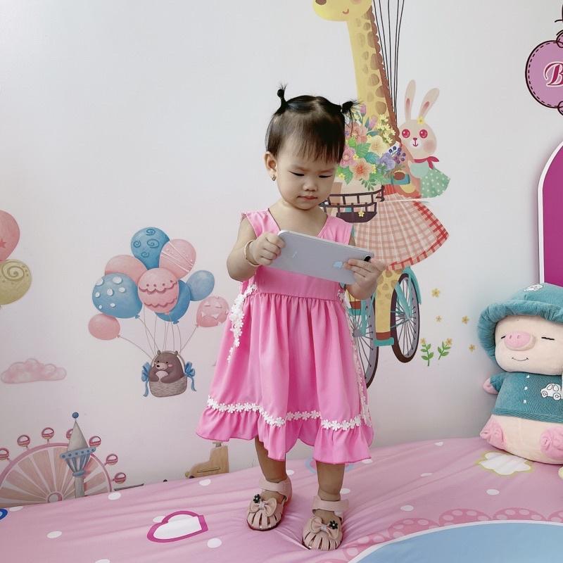 Váy Hồng Đào Kèm Chip Cho Bé Gái Từ Sơ Sinh - 16kg