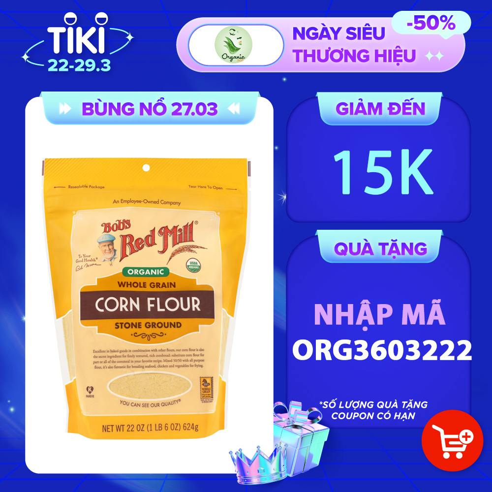 Bột bắp (bột ngô) hữu cơ Bob's Red Mill Organic Corn Flour  624gr