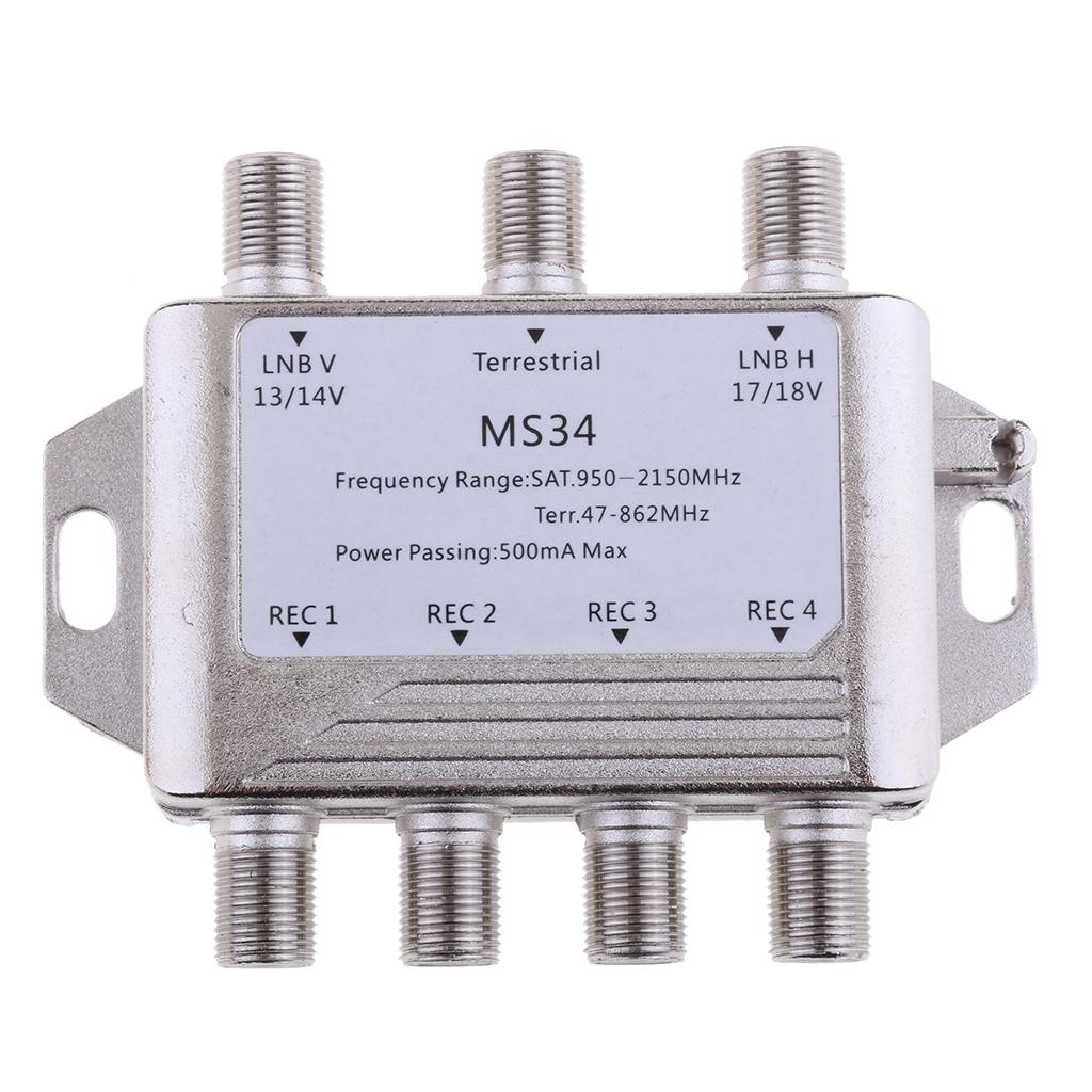 Satellite Switch Max 4 Output Multi Video Path Multi Switch MS34 Silver